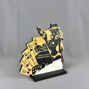 Personalised Poker Wooden Trophy Award Personalised Bespoke Design Custom Modern Plaque Unique Handmade Custom Engrave Ideal Gift