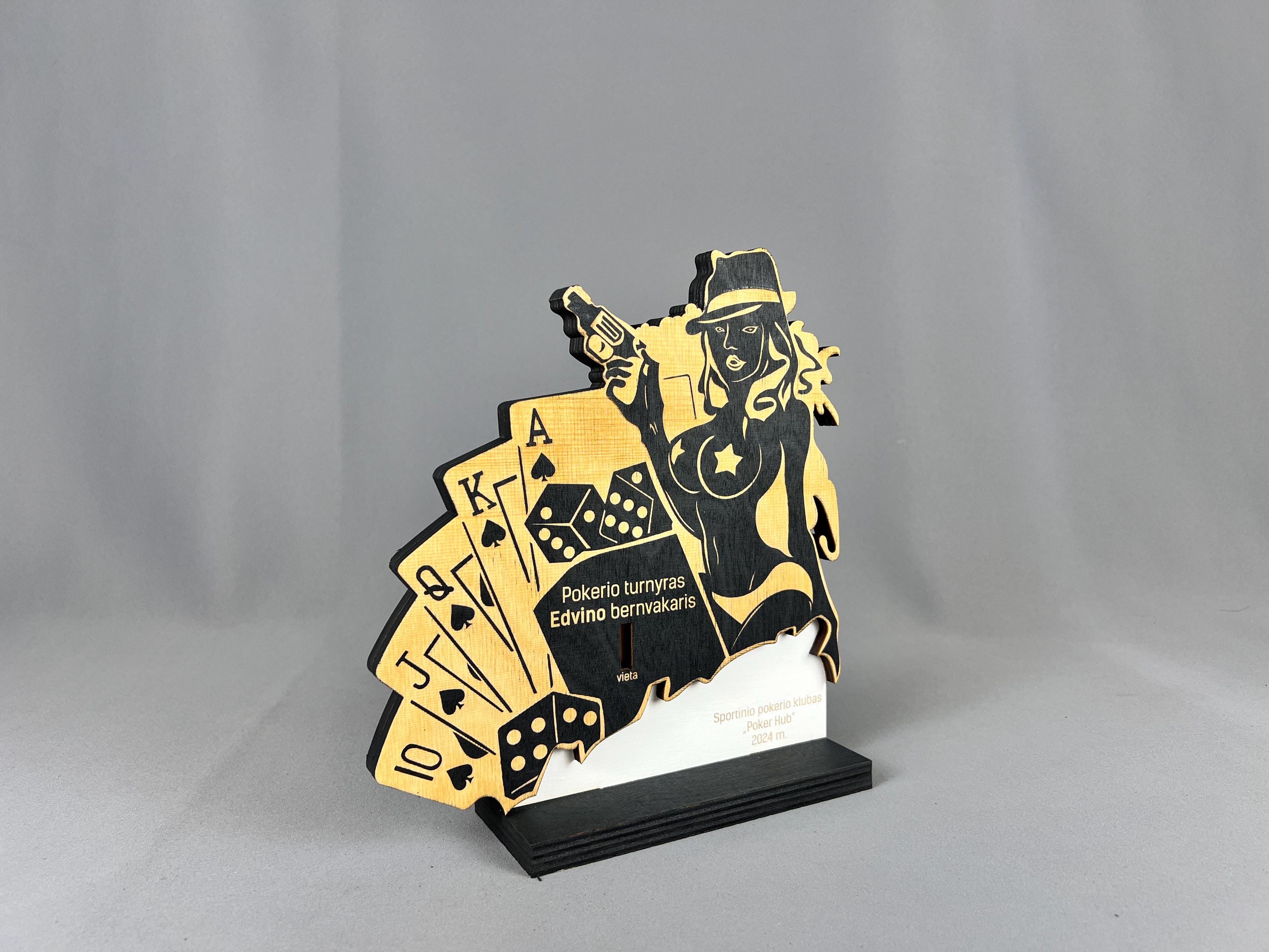 Trofeo Da Poker Ottogonale TOURNAMENT WINNER - In Vetro - Testo Inciso - Altezza Di 20 Cm - Foto 5