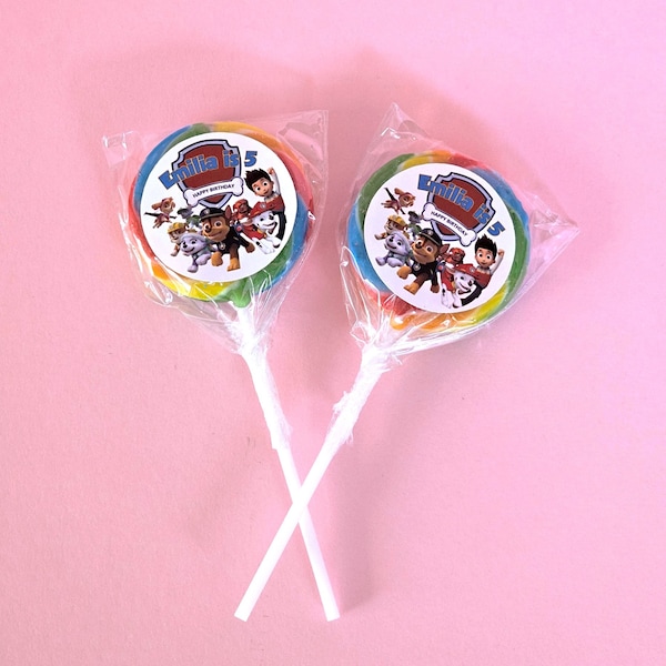 PAW PATROL BIRTHDAY Swirly (Lollipop) - Personalized with stickers!! Party Favour..Birthday || Treats || Return Gift
