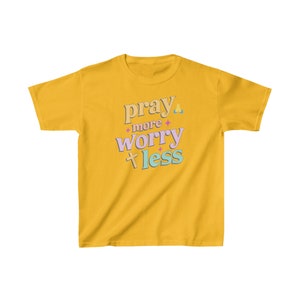 Pray more worry less kids Tee, Shirt for Boys, Christian shirt, Religious Tshirt for Children, Bible Verse Shirt, Shirts for Kids, Jesus Tee