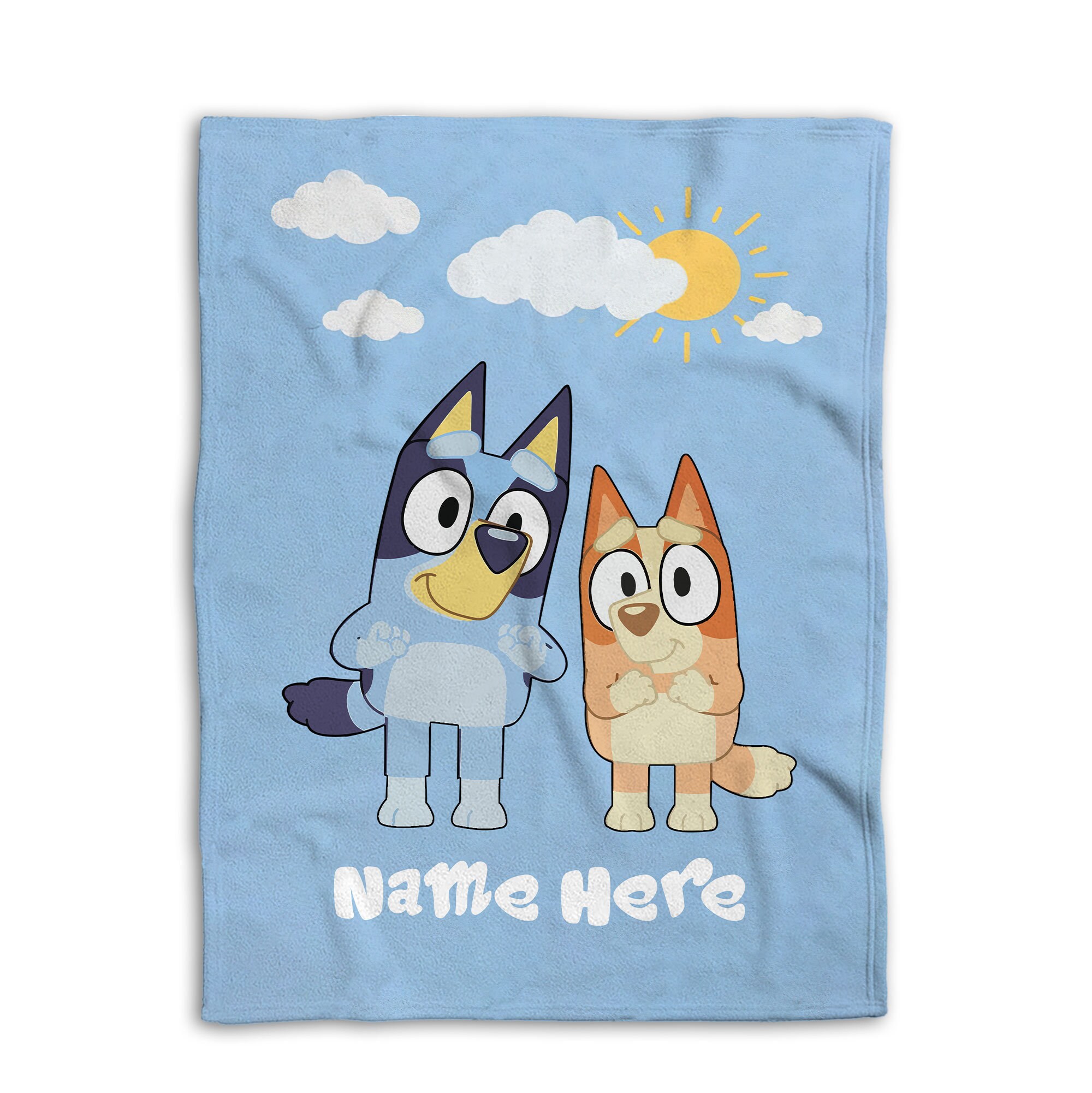 Personalized Bluey Blanket, Bluey Family Soft Cozy Sherpa Fleece Throw