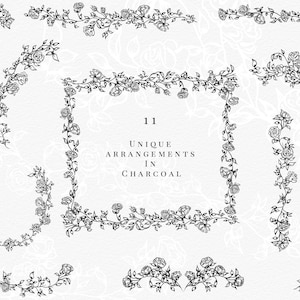 11 floral frames and borders featuring detailed patterns, ideal for enhancing visual presentations and designs.