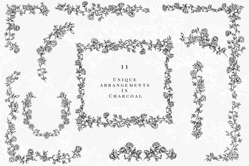 11 floral frames and borders featuring detailed patterns, ideal for enhancing visual presentations and designs.