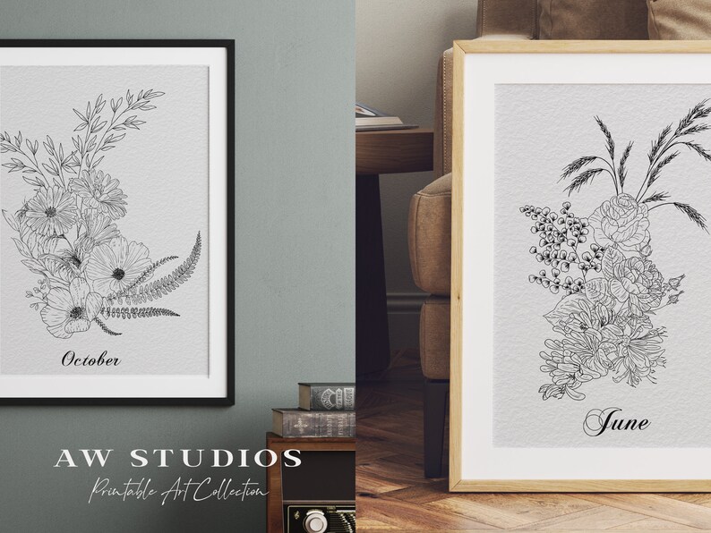 Birth Month Flower Stamps: Procreate Floral Brush Set (digital Download ...