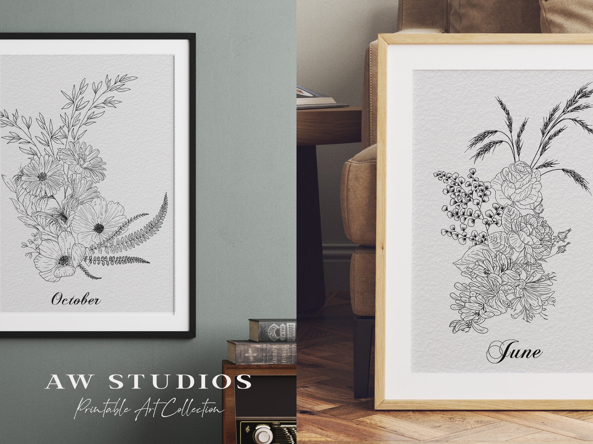 Birth Month Flower Stamps: Procreate Floral Brush Set (digital Download ...