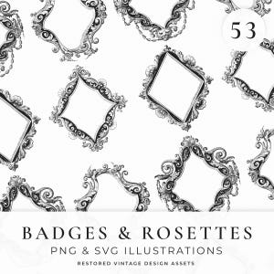 Insignes vintage et rosaces, illustrations clipart écusson aux formats d'image SVG et PNG transparent