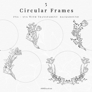 Intricate floral frames filled with a charming assortment of flowers and foliage on a cream background