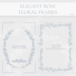 Marcos florales estilo chinoiserie: Clipart de invitación de boda (Descarga digital)