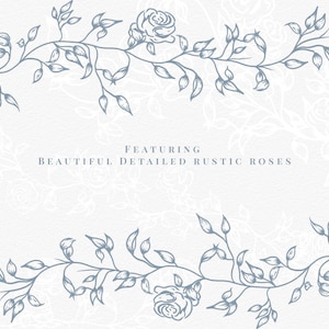 Simple floral border patterns suitable for greeting cards, invitations and printed stationery