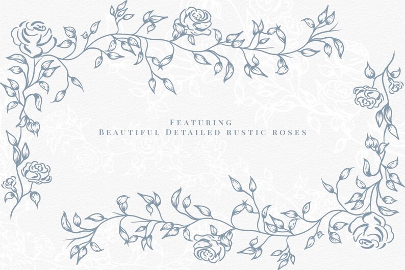 Simple floral border patterns suitable for greeting cards, invitations and printed stationery