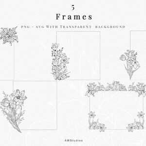 Intricate floral frames filled with a charming assortment of flowers and foliage on a cream background