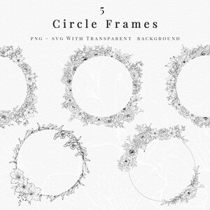 Intricate floral frames filled with a charming assortment of flowers and foliage on a cream background