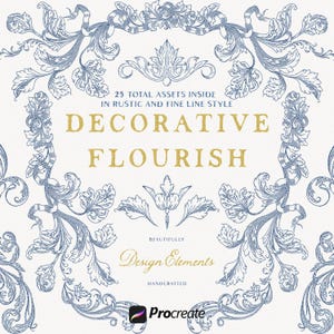 Procreate Baroque Borders Clipart: Wedding Invitation Flourishes (Digital Download)