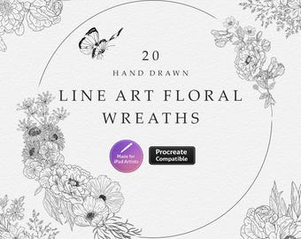 Pieczątki Procreate Floral Wreath Stamps, Seasonal Bloom i Wildflower Brushes na iPada