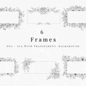 Intricate floral frames filled with a charming assortment of flowers and foliage on a cream background