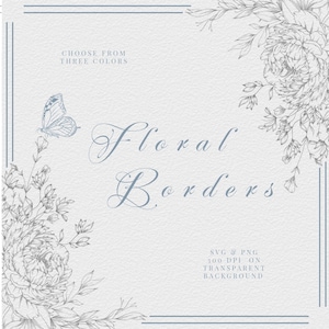 Cadres floraux, illustrations florales, clipart floral, couronnes botaniques et bordures pour faire-part de mariage