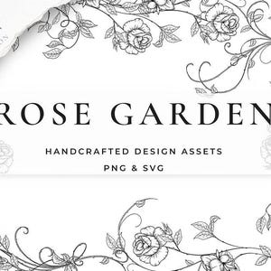 Rose Garden collection cover — 21 fine-line rose illustrations and 5 custom arrangements in elegant blue