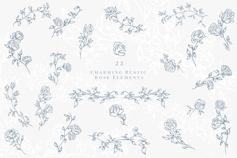 A collection of 22 fine-line floral designs showcasing various intricate patterns and styles