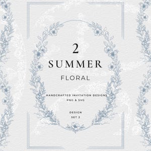 Modelli di inviti floreali, illustrazioni floreali, clipart floreali, ghirlande botaniche e bordi per inviti di nozze