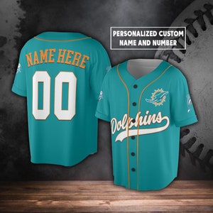 Miami Dolphins Personalized Name And Number NFL Baseball Jersey Shirt