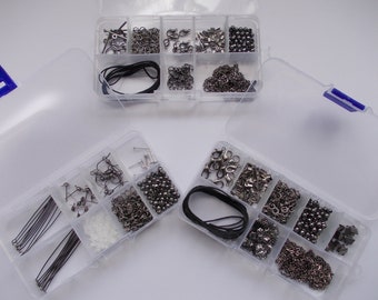 Box Set of Steel Black colour jewellery making findings kit, choose necklace kit, bracelet kit or earring kit