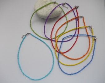 1 x Choker Seed Bead necklace, choose colour  - blue, red, orange, yellow, green,  etc
