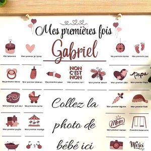 Póster personalizado "La primera vez del bebé" - Recuerdo de nacimiento - Seguimiento del desarrollo del bebé - Regalo único para recién nacido - Decoración de habitación de bebé