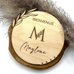 Cartes étapes première année bébé - gravure bois personnalisée - rond bienvenue bébé - idée cadeau naissance