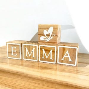 Personalized wooden cubes with first name - Baby room decoration - Original birth gift - Montessori toy - Baptism gift