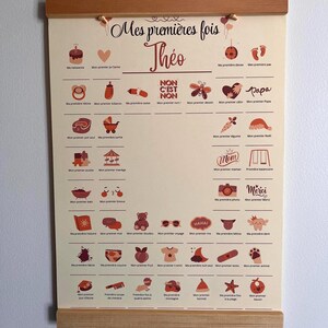 Primeira Vez do Bebê - Pôster Personalizado - Lembrança de Nascimento - Rastreador de Desenvolvimento do Bebê - Presente Único para Recém-nascido - Decoração de Quarto de Bebê