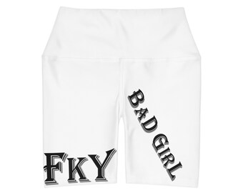 Pantalones cortos de yoga de cintura alta FkY Bad Girl (AOP)