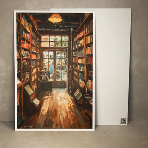 Vintage Bookstore Postcard Cozy Reading Card Cozy Books Gift