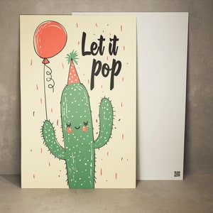 Wenskaart Cactus Gelukkige Verjaardagskaart Cactus Cadeaukaart Ballon Verjaardagskaart