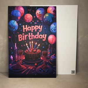 Cartão de aniversário, bolo, feliz aniversário, bolo, velas, cartão de presente
