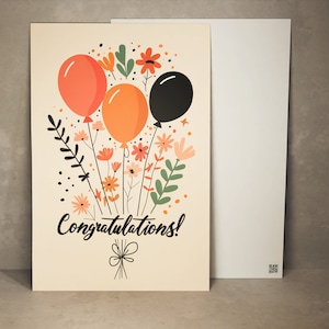 Congratulations Card Flowers Greeting Card Happy Birthday Bouquet Gift Card