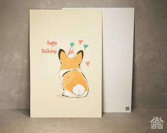 Verjaardagskaart Corgi Wenskaart Gelukkige Verjaardag Leuke Hond Cadeaukaart Corgi Bday