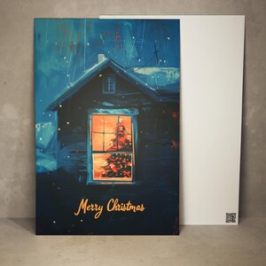 Carte postale de Noël confortable Carte de vœux pour arbre de Noël Carte cadeau de Noël confortable