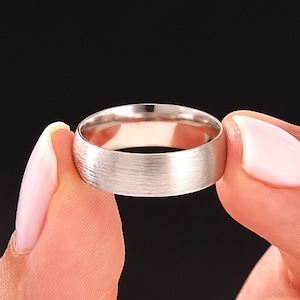 Solid 950 Platinum Dome Matte (6mm) Wedding Band / Modern Brushed Wedding Bands for Him and Her / Comfort Fit Platinum Ring