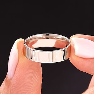 Solid 950 Platinum Flat Polished (5mm)  Wedding Band / Modern Minimalist Wedding Bands for Him and Her / Comfort Fit Platinum Ring