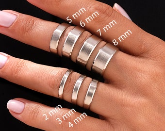 950 platina trouwring met afgeschuinde rand: matte afwerking (2-8 mm)