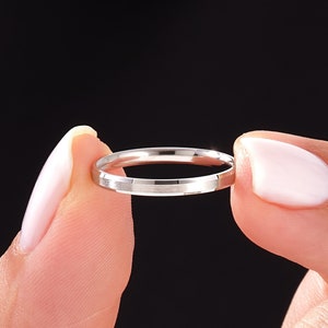 Solid 950 Platinum Beveled Matte (2mm) Wedding Band / Brushed Finish Wedding Bands for Him and Her / Comfort Fit Platinum Ring