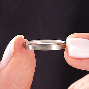 Solid 950 Platinum Flat Matte (2mm) Wedding Band / Modern Brushed Wedding Bands for Him and Her / Comfort Fit Platinum Ring