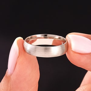 Solid 950 Platinum Dome Matte (5mm) Wedding Band / Modern Barushed Wedding Bands for Him and Her / Comfort Fit Platinum Ring