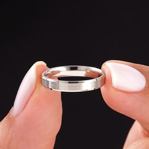 Solid 950 Platinum Beveled Matte (3mm) Wedding Band / Brushed Finish Wedding Bands for Him and Her / Comfort Fit Platinum Ring