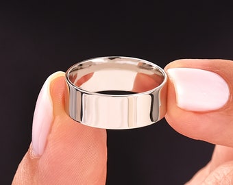 950 Platinum Flat Wedding Band (7mm): Minimalist Comfort Fit Ring