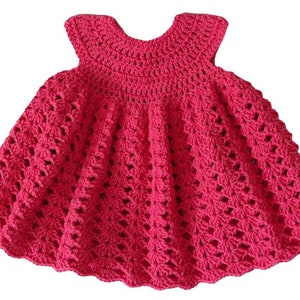handmade crochet baby crochet dress ideal for festive occasions, baptism dress, wedding dress, birthday dress fuchsia 3-6 m coton