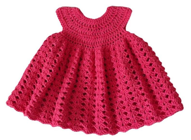 handmade crochet baby crochet dress ideal for festive occasions, baptism dress, wedding dress, birthday dress fuchsia 3-6 m coton