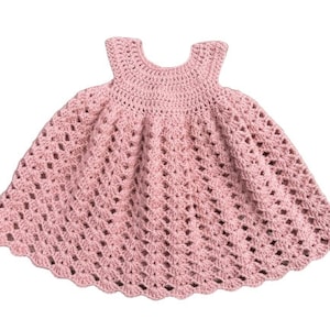 handmade crochet baby crochet dress ideal for festive occasions, baptism dress, wedding dress, birthday dress vieux rose 6-9 mois