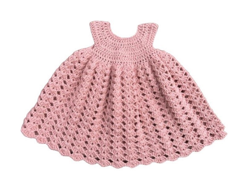 handmade crochet baby crochet dress ideal for festive occasions, baptism dress, wedding dress, birthday dress vieux rose 6-9 mois