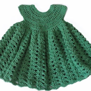 handmade crochet baby crochet dress ideal for festive occasions, baptism dress, wedding dress, birthday dress vert 3-6 mois coton